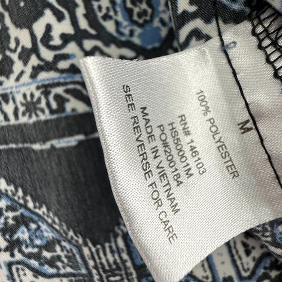 Hippie Rose Dress Tribal Boho Print Waist Tie Medium Cuffed Short Sleeves Lightw - Picture 7 of 11